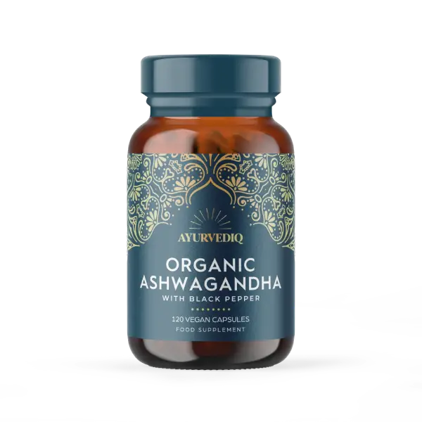 Pot met capsules biologische ashwagandha